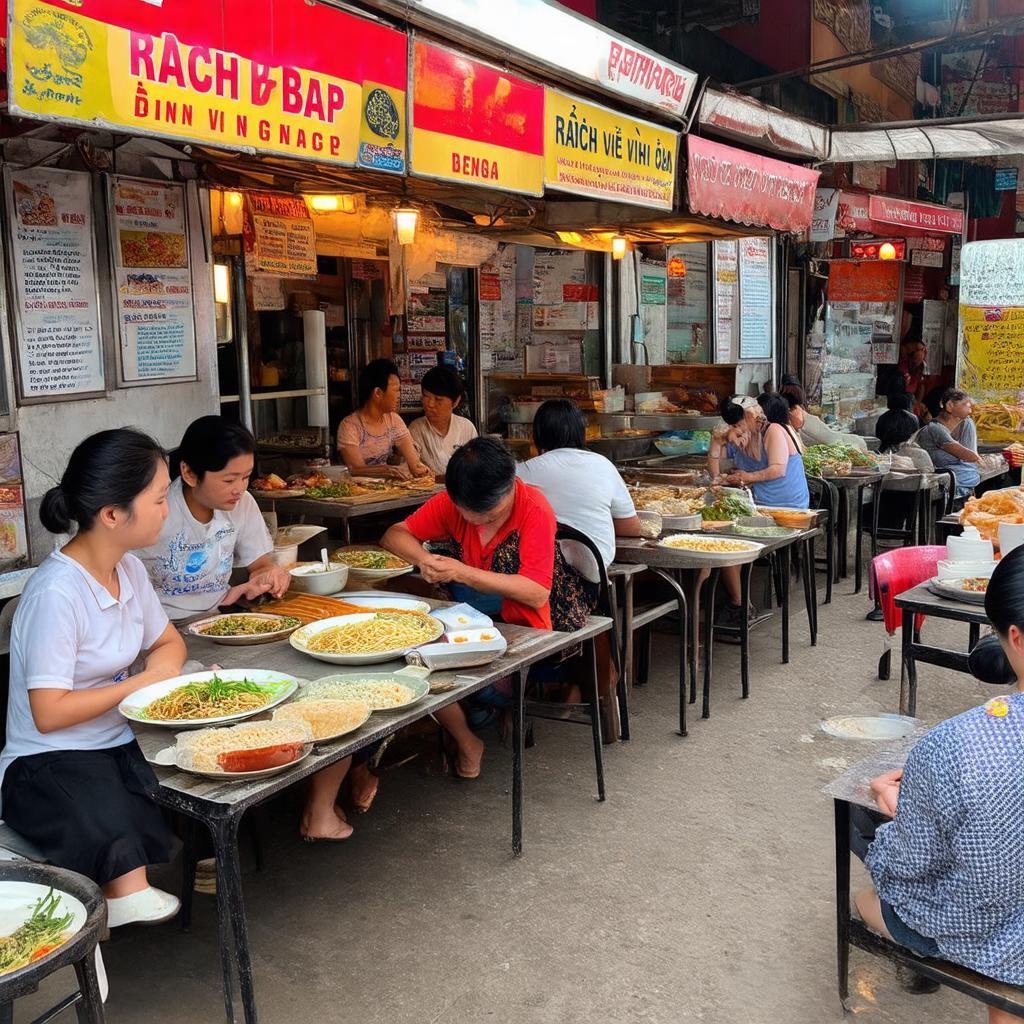 Khu ẩm thực bình dân với các món ăn hấp dẫn tại chợ Rạch Bắp
